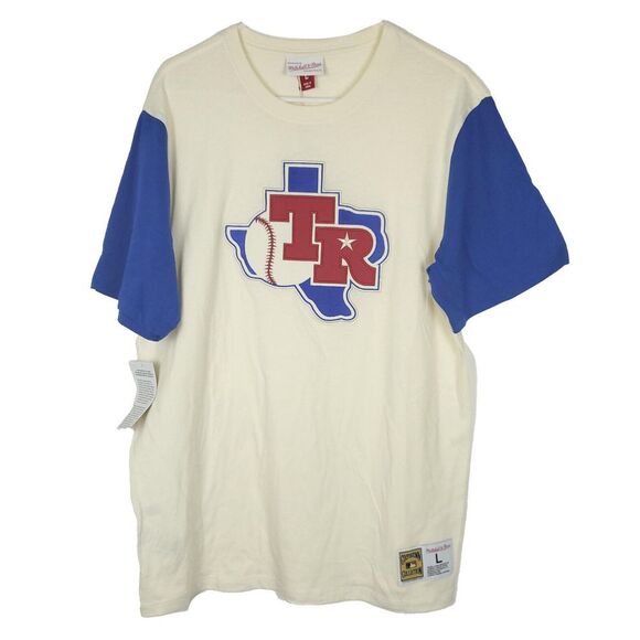 Mitchell & Ness Other - Texas‎ Rangers Mitchell & Ness MLB Large Shirt Cream Blue Sleeve NWT
